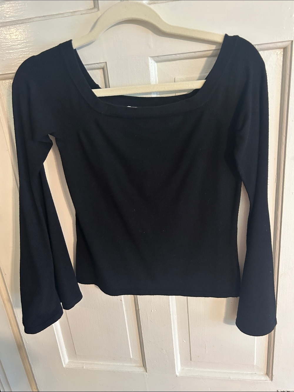 Milly Black Long Sleeve Scoop Neck Top